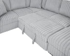 122 Inch Pull Out Couch, Rabbit plush Fabric Sofa Bed with USB Ports & Comfy Upholstered, Oversized U Shape Sectional Sleeper Sofa Bed with Storage Chaise, Grey - Grand Goldman Shop
