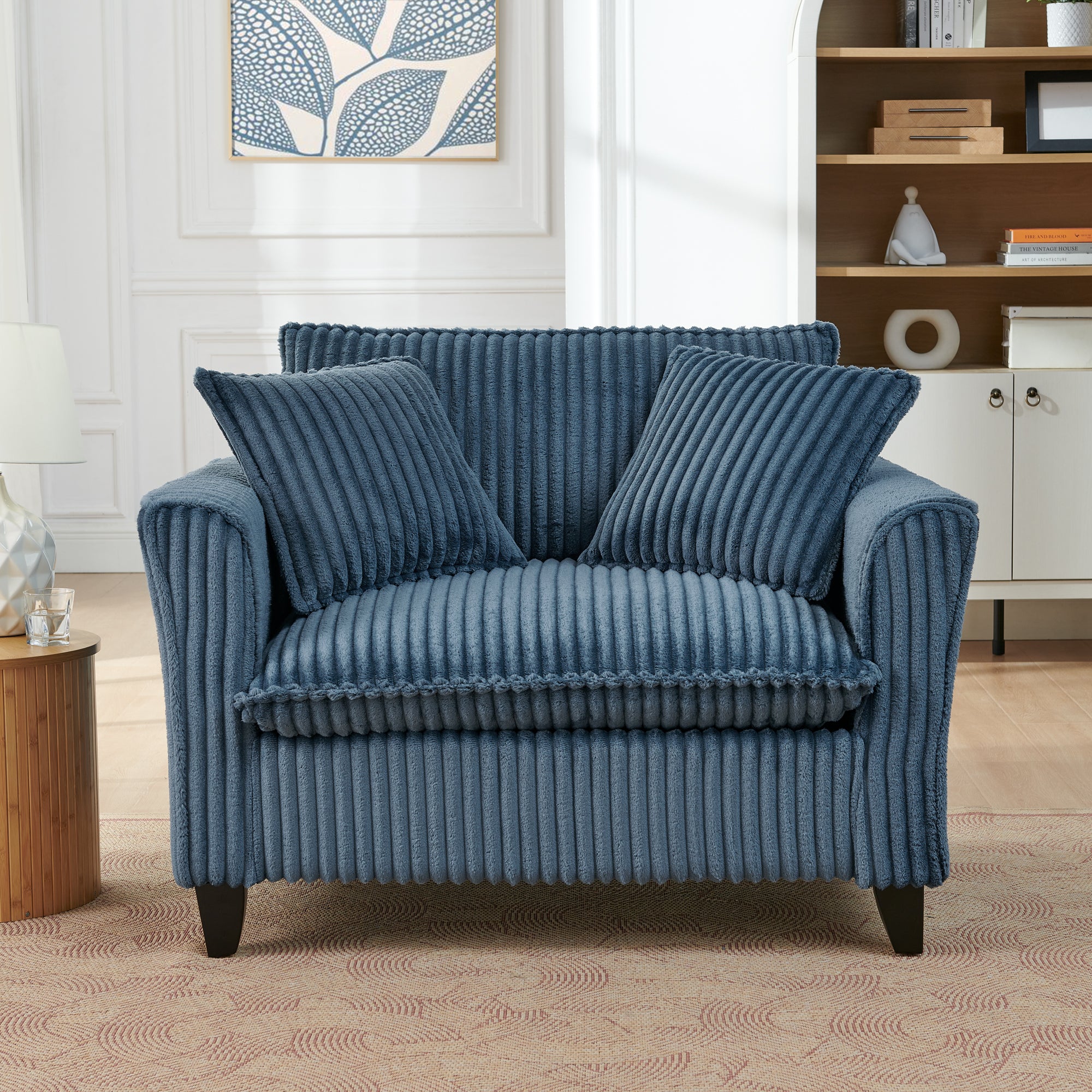 Lazy sofa chair, comfortable single-person sofa chair, with a backrest and soft seat cushion, having armrests on both sides, suitable for living room and bedroom - Blue - Grand Goldman Shop