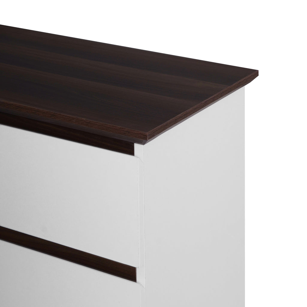 5 Drawer Dresser for Bedroom,  Modern Closet Dressers Chest of Drawers, White & Walnut color Storage Dresser Chest Cabinet Organizer Unit - Grand Goldman Shop