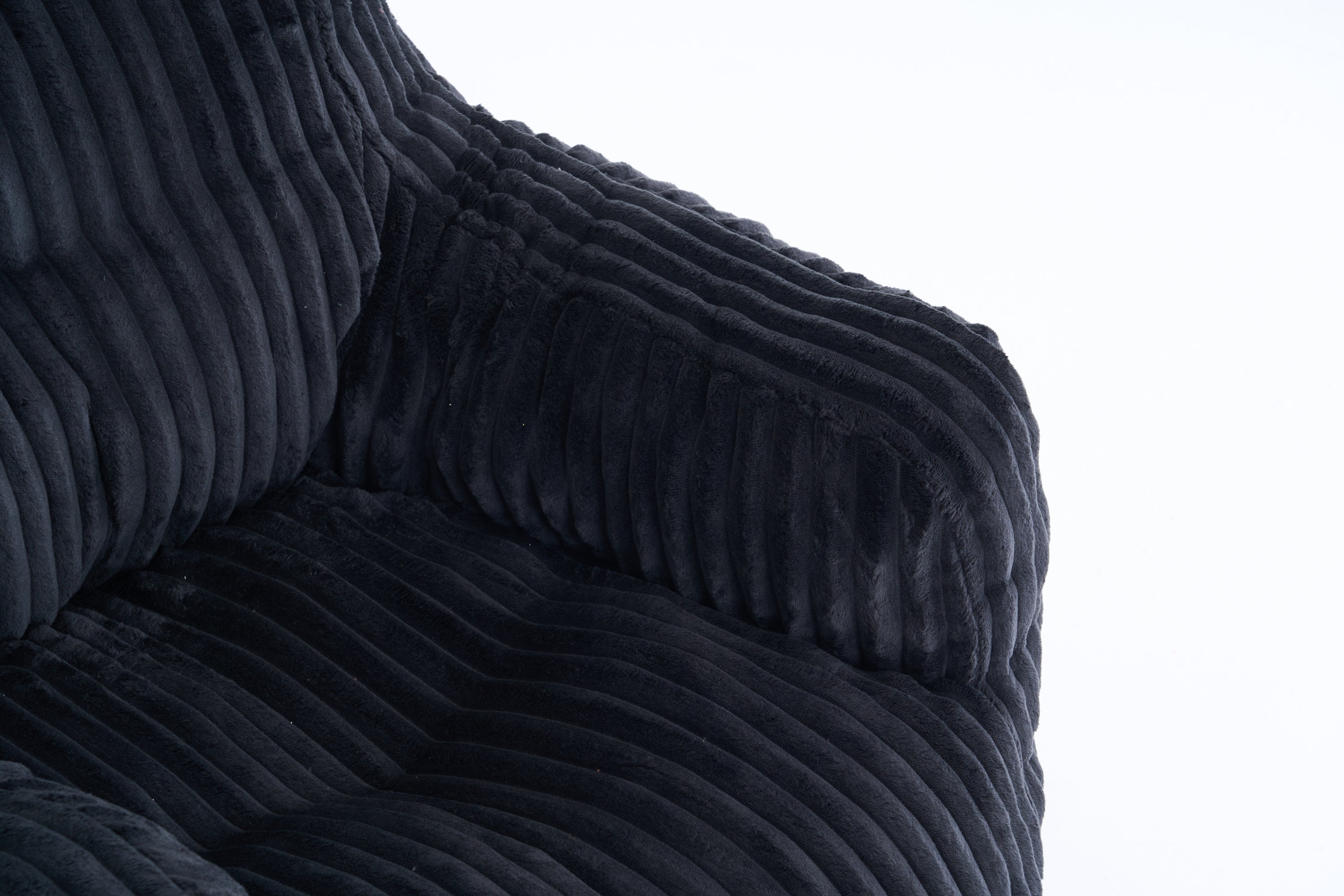 010-Soft Fluffy Corduroy Fabric Bean Bag Chair Filled With Memory Sponge,Black - Grand Goldman Shop