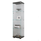 4 Shelves Glass Cabinet Glass Display Cabinet with One Door, Black - Grand Goldman Shop