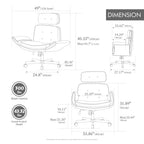 Criss Cross Chair with Adjustable Armrests & Wheels & Headrest, Lounge Vanity Desk Chair with Wide Seat for Cross-Legged Sitt