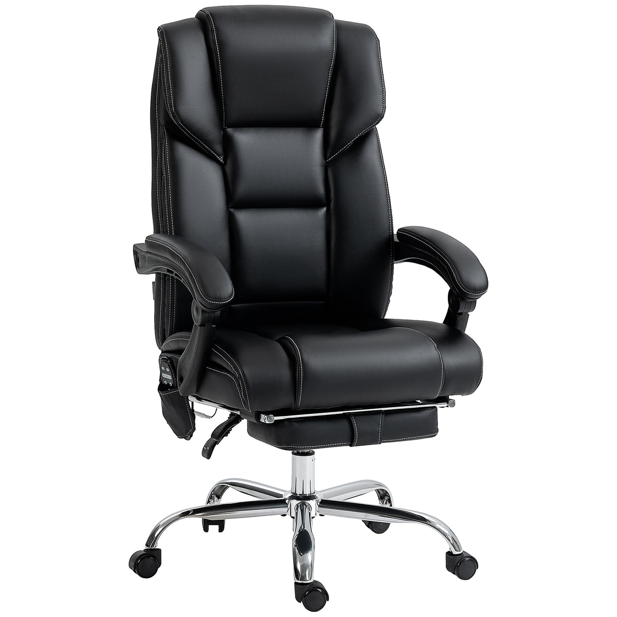 Vinsetto Massage Office Chair with 6 Vibration Points, Lumbar Heated PU Leather Reclining Computer Chair with Adjustable Heig