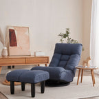 Navy Adjustable Japanese Reclining Floor Chair Sofa with Metal Frame for Living Room & Balcony - Grand Goldman Shop