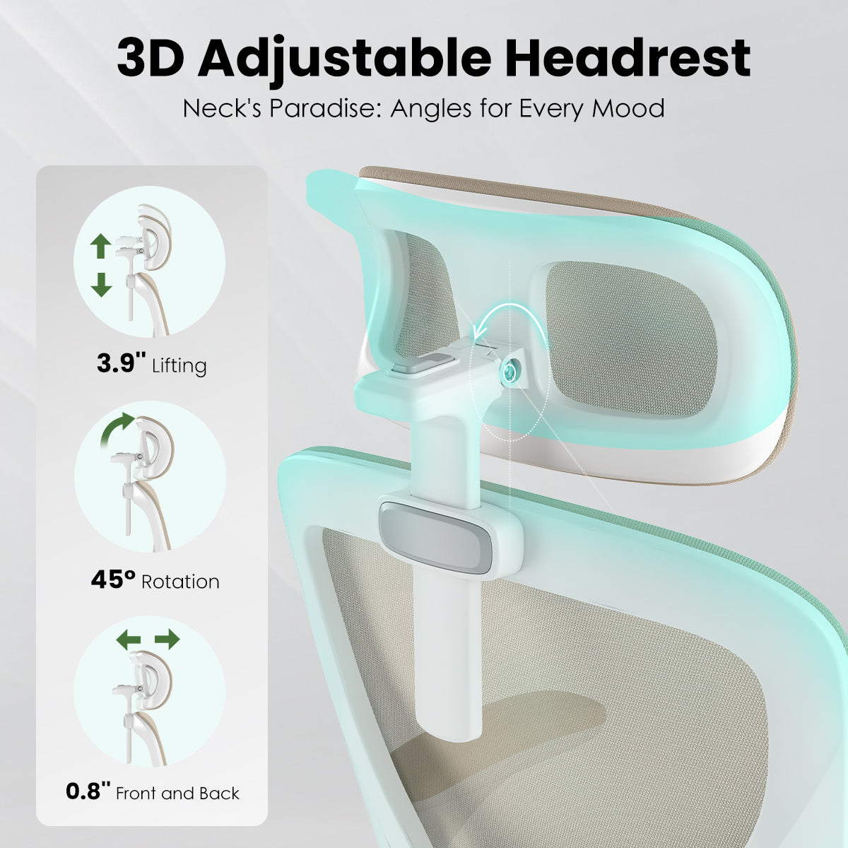 Ergonomic Office Chair, Home Office Desk Chair with Headrest, High Back Computer Chair with Armrests and Adjustable Lumbar Su