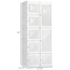 HOMCOM Portable Wardrobe Closet, Folding Bedroom Armoire, Clothes Storage Organizer with 8 Cube Compartments, Hanging Rod, Magnet Doors, White - Grand Goldman Shop
