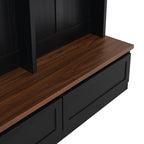 Farmhouse 4-in-1 Hall Tree with Wood Grain Bench, Mudroom Versatile Coat Rack with 2 Large Drawer, Entrance Organizer for Hallway, Living Room, Black, 55.9'W (OLD SKU: N721P313099B) - Grand Goldman Shop