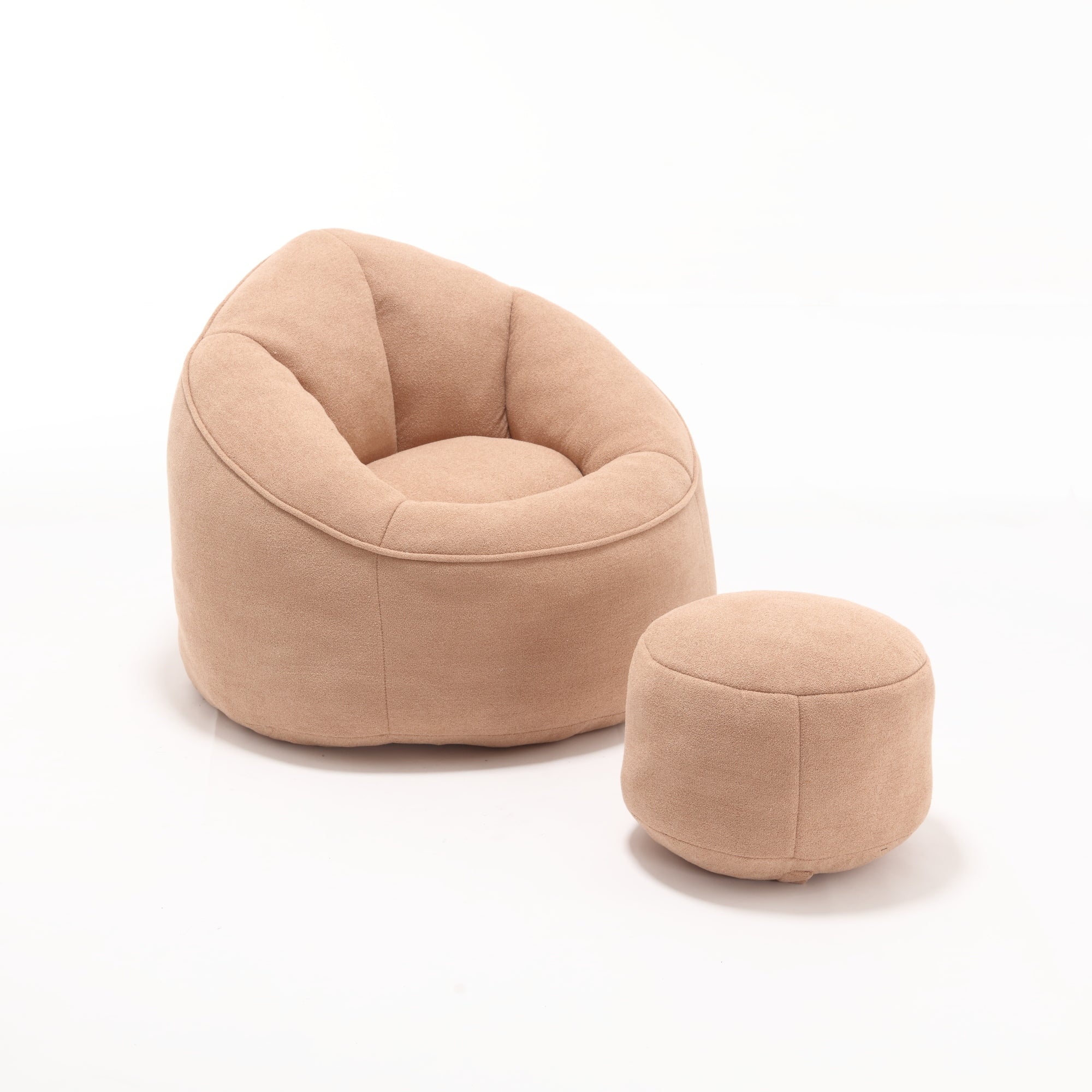 Bedding Bean Bag Sofa Chair with High-Pressure Foam and Footrest, Tan Microfiber - Grand Goldman Shop