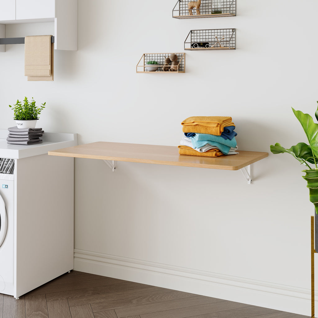 Laundry Room Folding Table Wall Mounted Folding Table for Small Spaces,Fold Down Desk,Workbench,Addition to Garage & Shed/Home Office/Laundry Room/Home Bar/Kitchen & Dining Room,45*22*6.5 inches. - Grand Goldman Shop