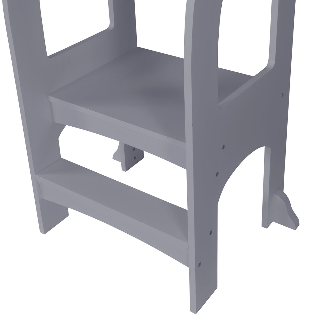Gray Child Standing Tower Step Stool for Kitchen Counter MDF - Grand Goldman