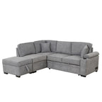 Modern Sleeper Sofa Bed with Storage Ottoman, Gray Linen, 84.75' L Shape Couch for Living Room or Apartment - Grand Goldman Shop