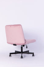 Light Pink Velvet Criss Cross Armless Office Chair with Wheels - Comfortable & Stylish for Home Office, Meditation, and Makeu