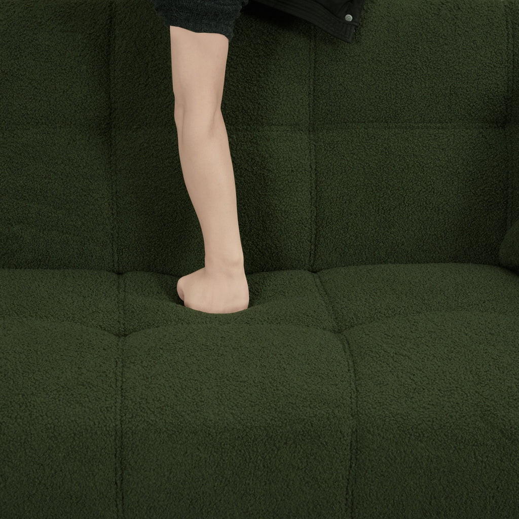 Green Teddy Velvet Futon Sofa Bed with Folding Armrests, Convertible Double Sofa Bed for Small Living Rooms and Studios - Grand Goldman Shop