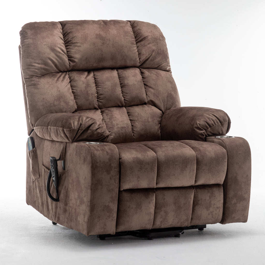 Lift Chair for Big and Tall Person with Inconvenient Legs: High Density Foam Lift Sofa with Heat and Massage, 2 Pockets, 2 Cup Holder, 2 Remote, 2 OKIN Motor - Grand Goldman Shop