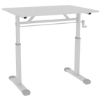 Adjustable Study Desk for Kids and Adults, Height-Adjustable Home Office Desk, White Frame with White Wood Tabletop, 60cm x 80cm Compact Design