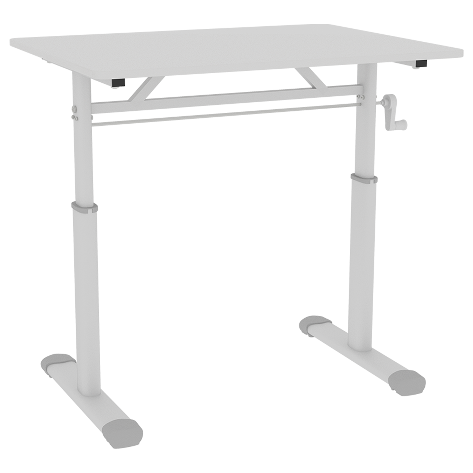 Adjustable Study Desk for Kids and Adults, Height-Adjustable Home Office Desk, White Frame with White Wood Tabletop, 60cm x 80cm Compact Design