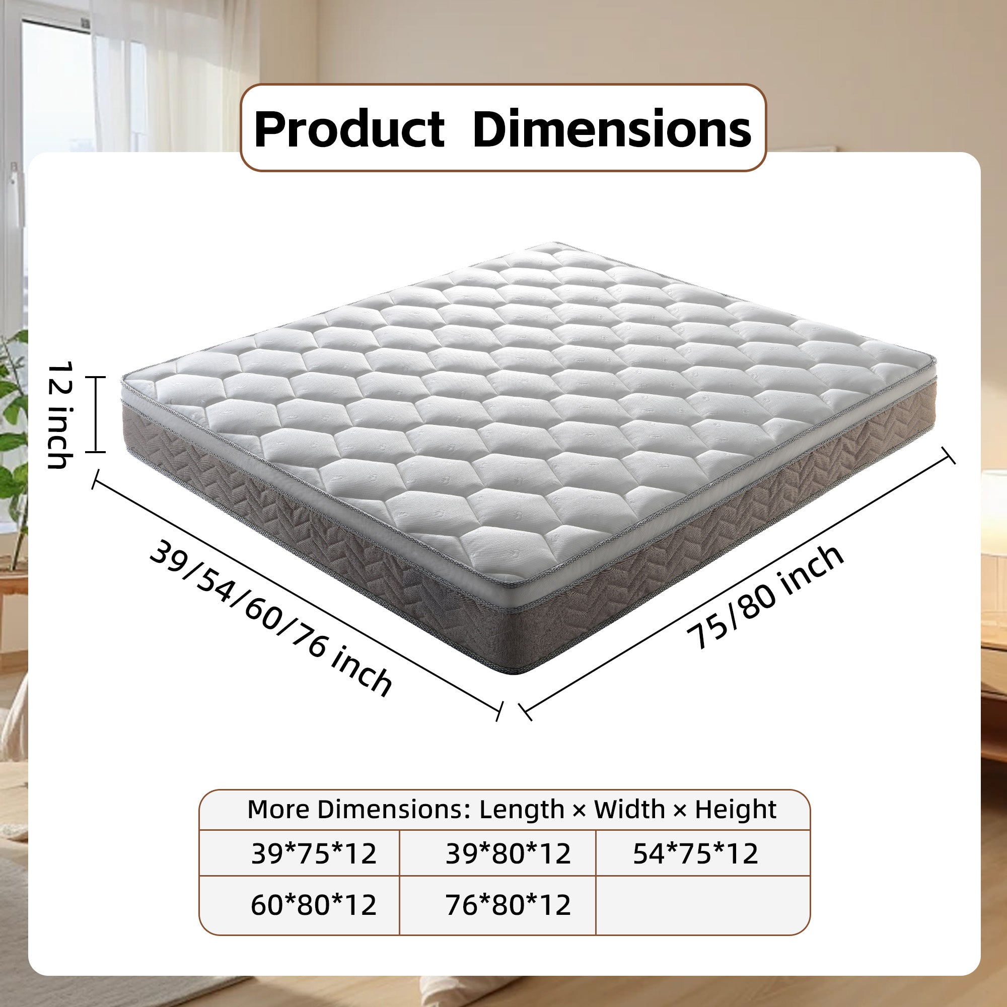 12 inch Hybrid Mattress in a Box,Individual Pocket coil, Medium Firm, Memory Foam Mattress - Grand Goldman Shop