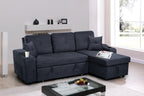 Right-facing sectional sofa with footrest, convertible corner sofa with armrest storage, living room and apartment sectional sofa, right chaise longue and  dark  grey - Grand Goldman Shop