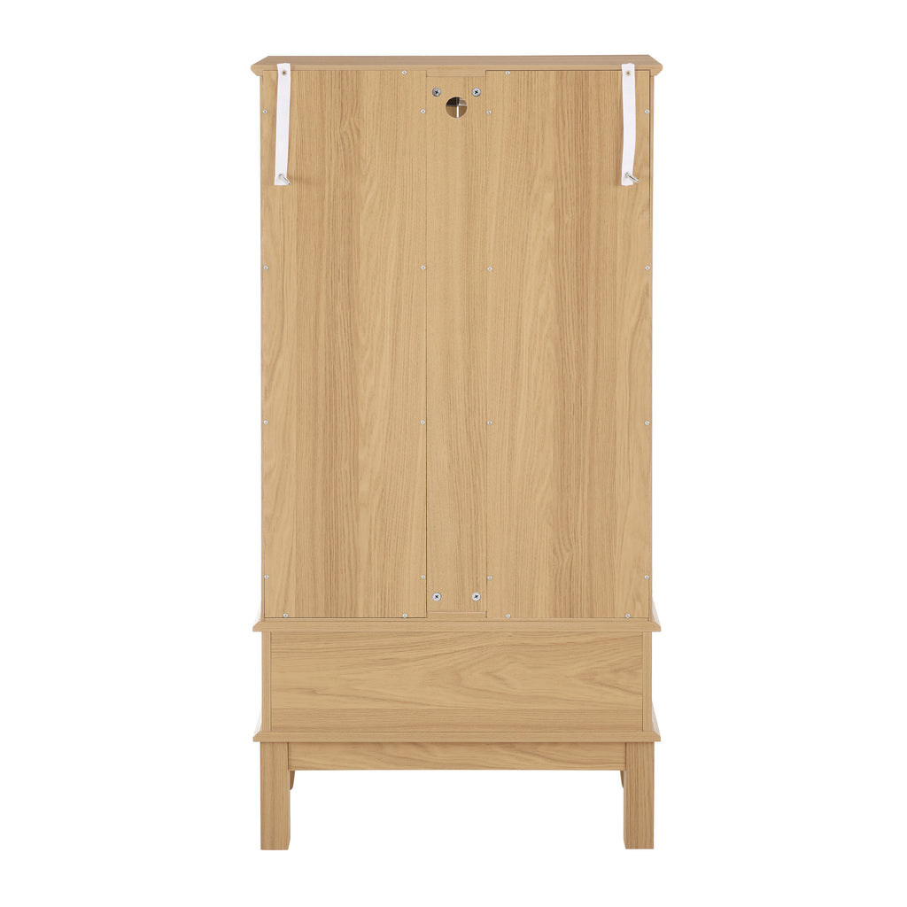 Curio Cabinet Lighted Glass Cabinet Glass Wine Cabinet Curio Display Cabinet with Adjustable Glass Shelves 2 Doors and 1 drawer Cabinet Sideboard With Bulb Included Light oak - Grand Goldman Shop