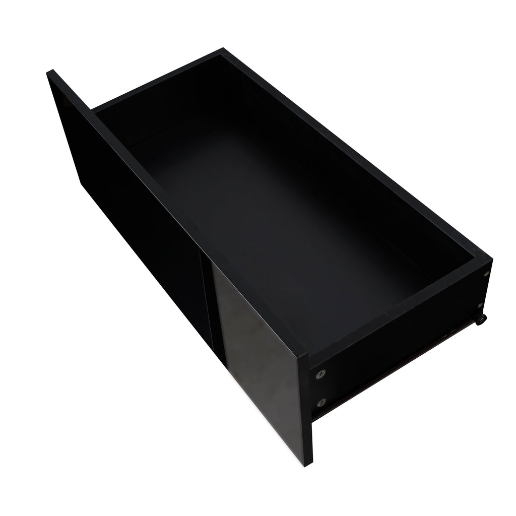 Black TV Stand with LED RGB Lights,Flat Screen TV Cabinet, Gaming Consoles - in Lounge Room, Living Room and Bedroom(Black) - Grand Goldman Shop
