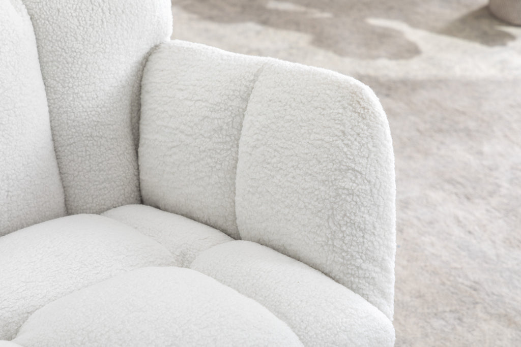 050-Teddy Fabric Rocking Gilder Nursery Chair For Living Room Indoor,Ivory - Grand Goldman Shop