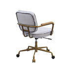 Siecross Vintage White Top Grain Leather Office Chair | Premium Home Decor - Grand Goldman