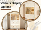 Portable Wardrobe Closet Storage Organizer with 9 Magnetic Doors, Cream White, - Grand Goldman Shop