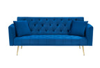 71-inch convertible love seat sofa, American retro blue velvet material, suitable for small living room, bedroom, office - Grand Goldman Shop