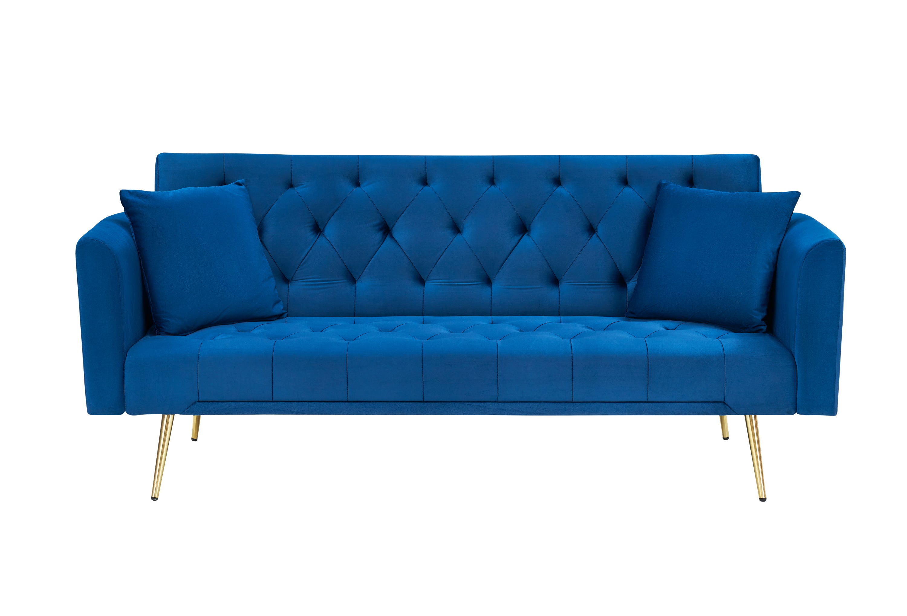 71-inch convertible love seat sofa, American retro blue velvet material, suitable for small living room, bedroom, office - Grand Goldman Shop