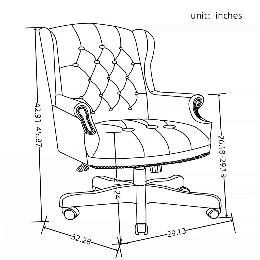 Executive Office Chair Comfortable Desk Chair - Ergonomic Design - Thick Padded Seat and Backrest - PU Leather Desk Chair wit
