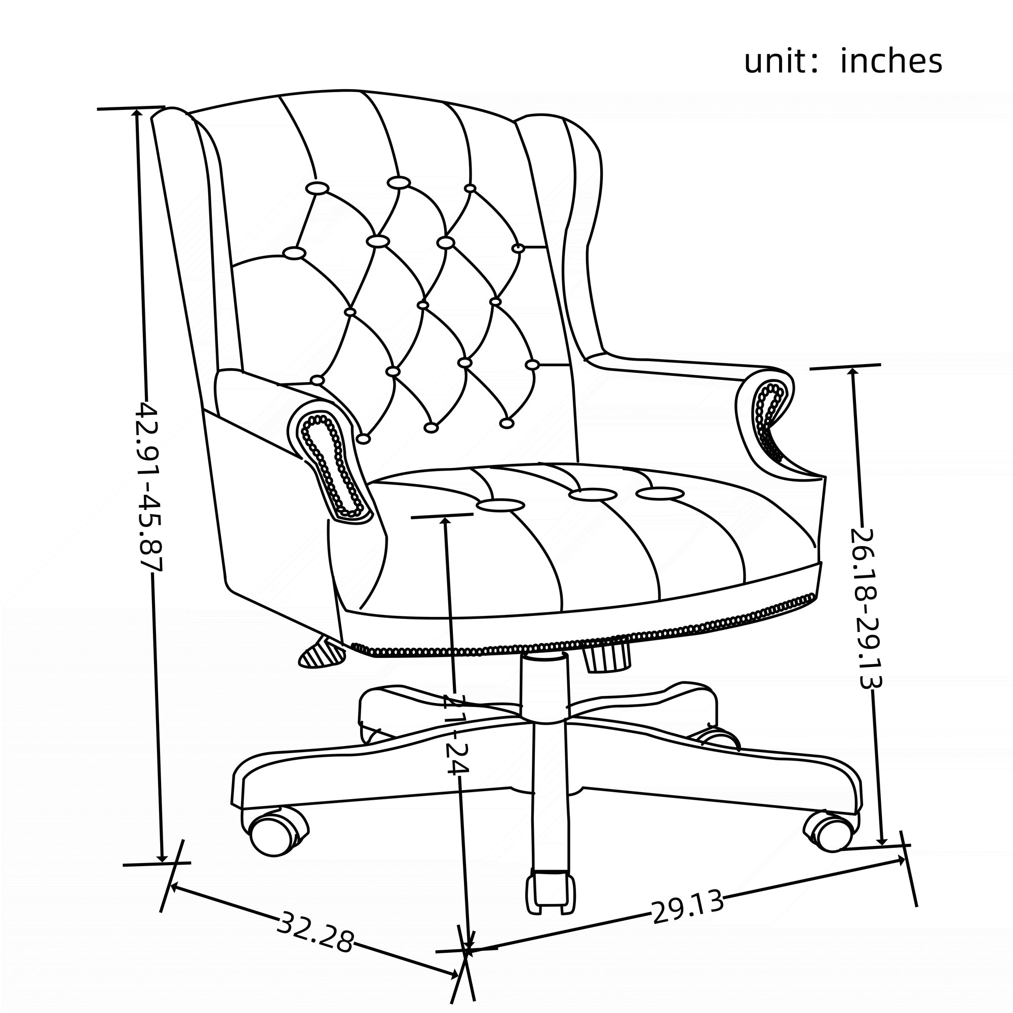 Executive Office Chair Comfortable Desk Chair - Ergonomic Design - Thick Padded Seat and Backrest - PU Leather Desk Chair wit