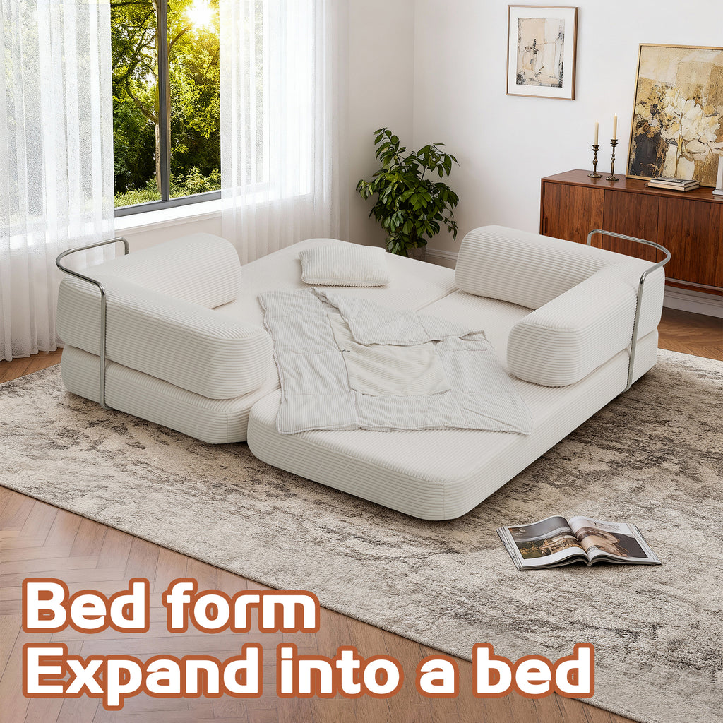Floor Couch,Compressed Sofa,Convertible Floor Sofa Bed with Convertible Blanket Pillow,Enhanced frame stability,Comfy Couch Lounge Sleeper Bed,for Living Room Bedroom - Grand Goldman Shop
