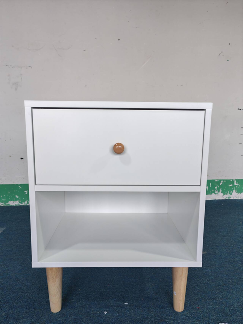 23.22''H White MDF Wooden Nightstand with One Drawer and One Shelf for Kids and Adults - Grand Goldman Shop
