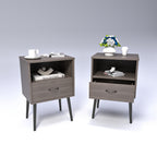 Two sets of Nightstand,modern style bedside table, With storage drawers and open wooden shelves, Suitable for living rooms, Bedrooms and small spaces. Decorative bedside tables in two sets, Easy to as - Grand Goldman Shop