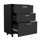 3 Drawers Storage Cabinet with Casters Lions Office, Black Wengue Finish | Premium Home Decor - Grand Goldman
