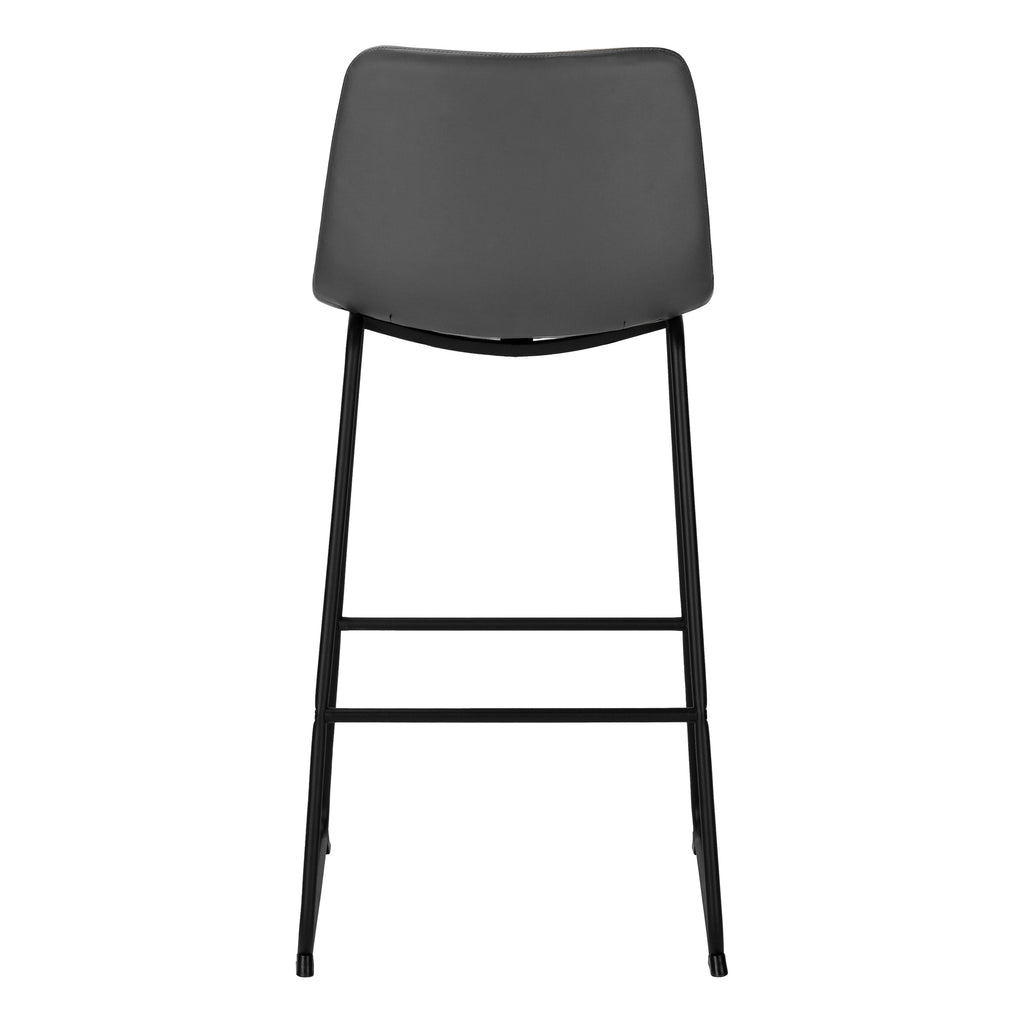 Office Chair, Bar Height, Standing, Computer Desk, Work, Grey Leather Look, Black Metal, Contemporary, Modern - Grand Goldman