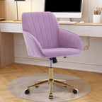 TY Ergonomic Swivel Office Chair with Backrest, Lilac Velvet, Adjustable and Comfortable for Long Sitting | Premium Home Deco