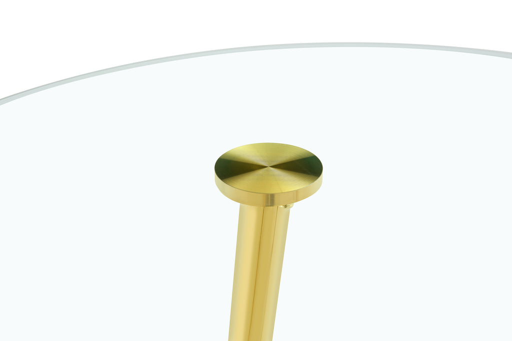 36 Inch Height Bar Table, 34 Inch Round Tempered Glass Top Pub Table with Chrome-Plated Golden Metal Legs, Modern Bistro Table for Kitchen Island/Bar/Cafe - Grand Goldman Shop