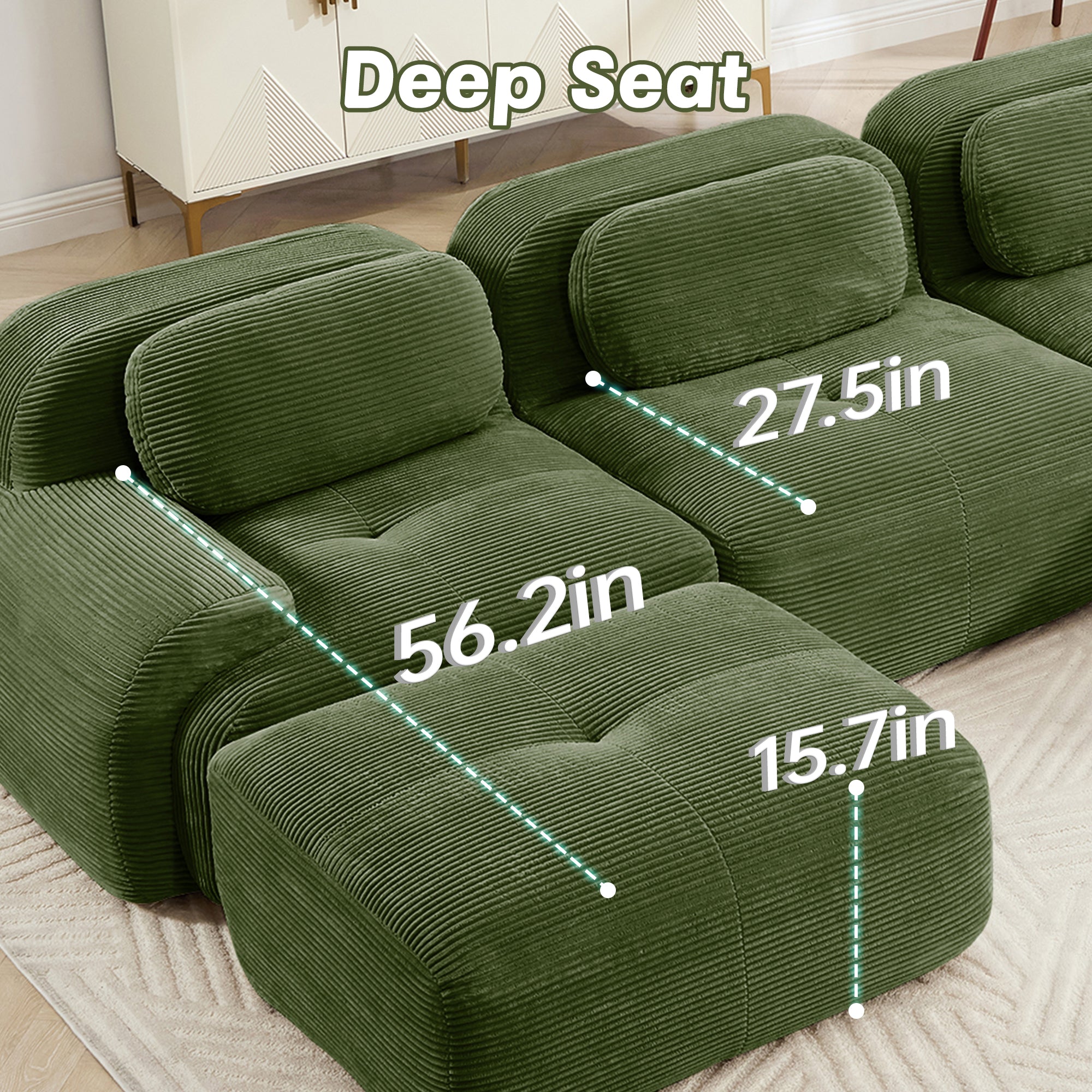 82'' loveseat sofa in luxuryCorduroy Fabric modular for free combo separation curved armrests ,anti-slip design high-resilience sponge fits living rooms bedrooms Audiovisual Room,Olive green - Grand Goldman Shop