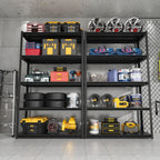 Industrial Black Metal 5 Tier Storage Shelves, Adjustable Heavy Duty Garage Shelving Unit, 72 Inch High - Grand Goldman Shop