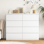 8 Drawers Dresser for Bedroom, Wood Bedroom Dresser Modern Drawer Chest, 8 Chest of Drawer, Tall Dresser for Closet, Dressers Organizer for Living Room, Closet, White - Grand Goldman Shop