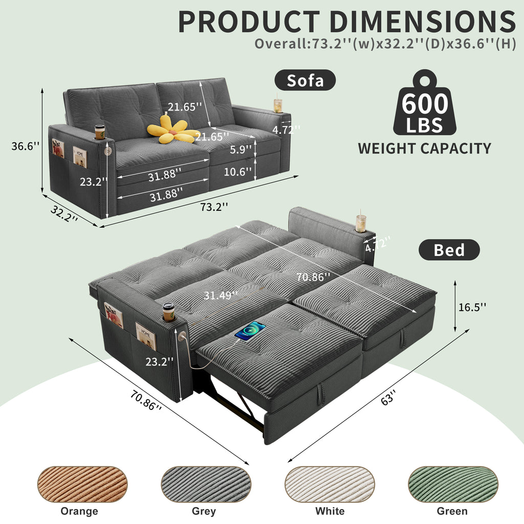 SOMNUS Multi-Functional Convertible Sofa Bed
2-in-1 Multi-Functional Sofa Bed (for Sitting & Sleeping), made of modern corduroy fabric, suitable for living rooms, bedrooms, apartments and small spaces - Grand Goldman Shop