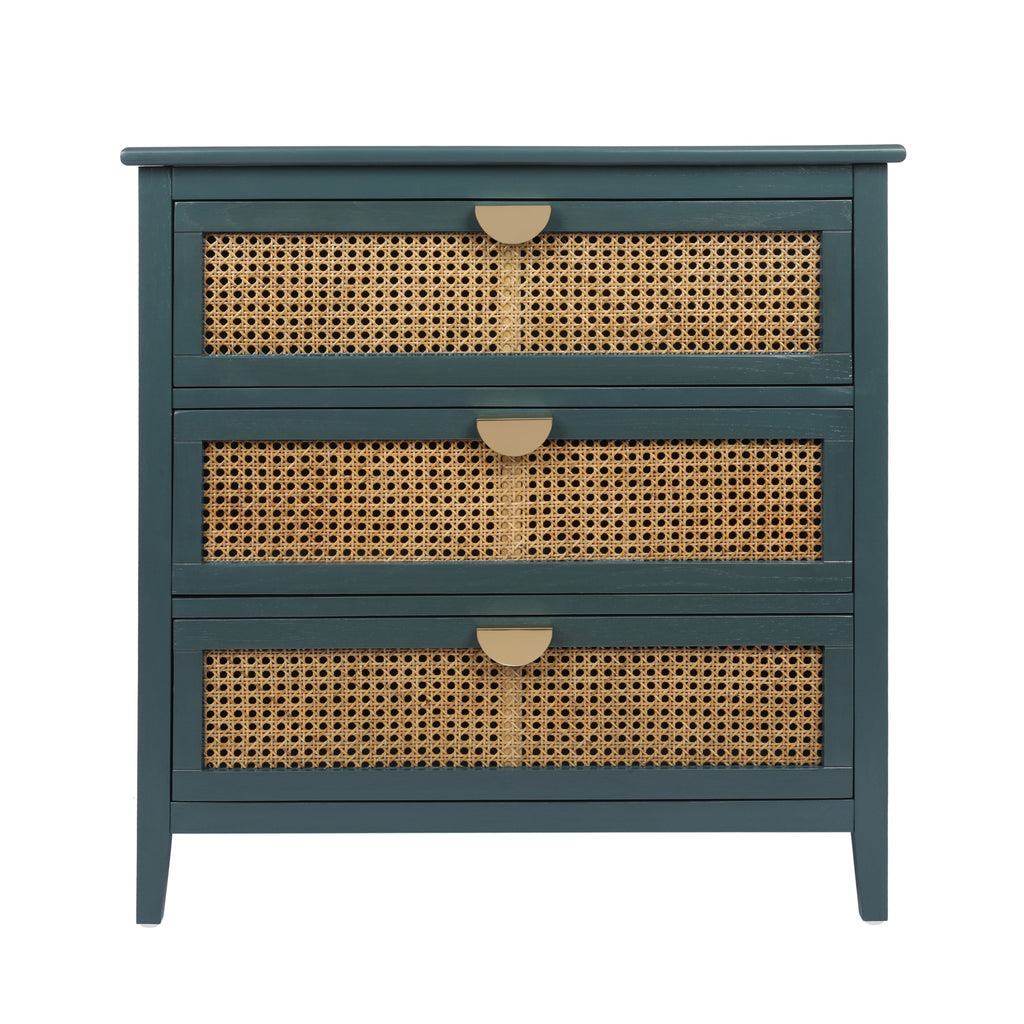 3 Drawer Cabinet, Natural rattan, American Furniture, Suitable for bedroom, living room, study - Grand Goldman Shop