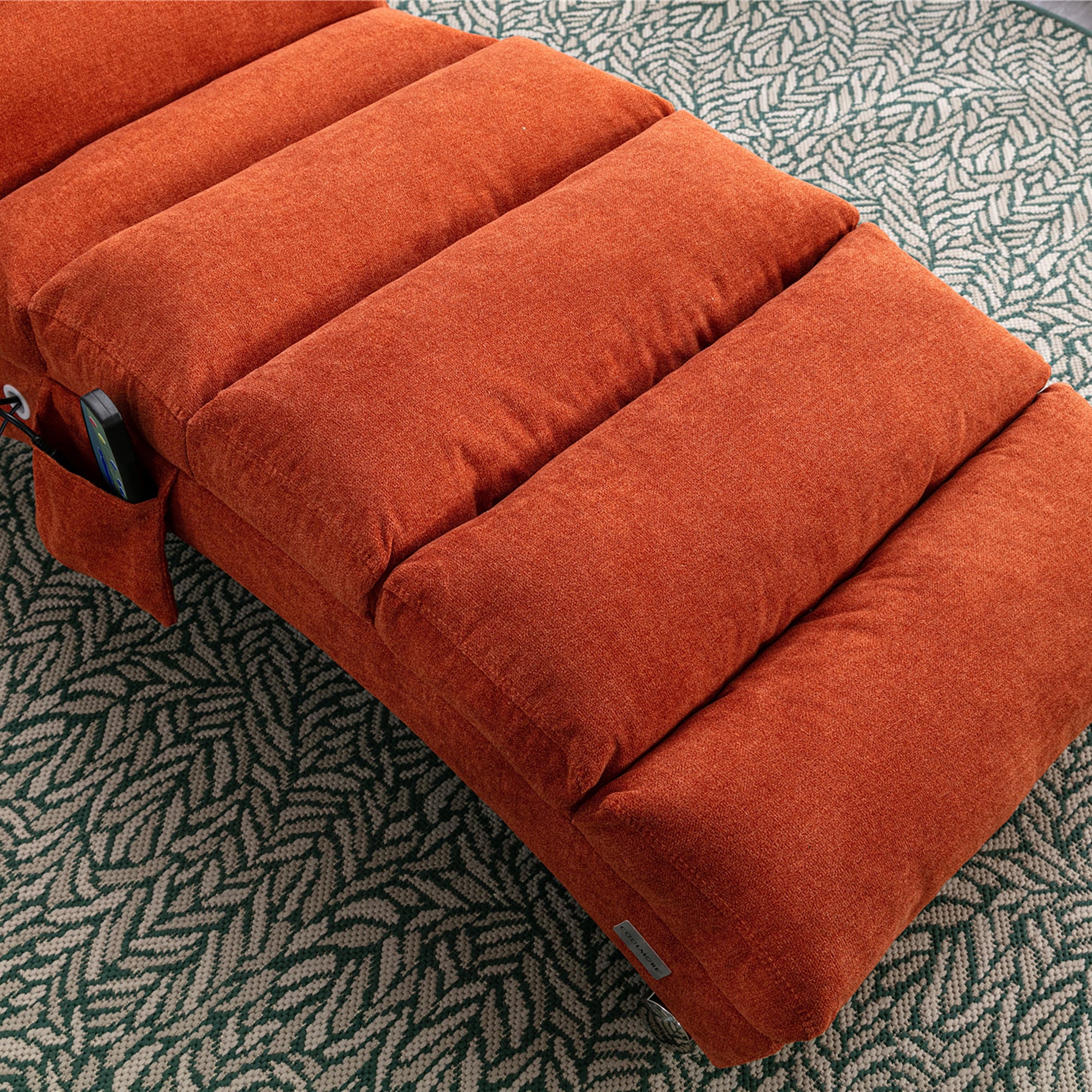 Ergonomic Linen Massage Chaise Lounge with Remote Control, Orange, 5 Modes - Grand Goldman Shop