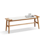 Design Natural Oak Wood Dining Bench Bed Bench with Handwoven Cane Seat in White - Grand Goldman Shop
