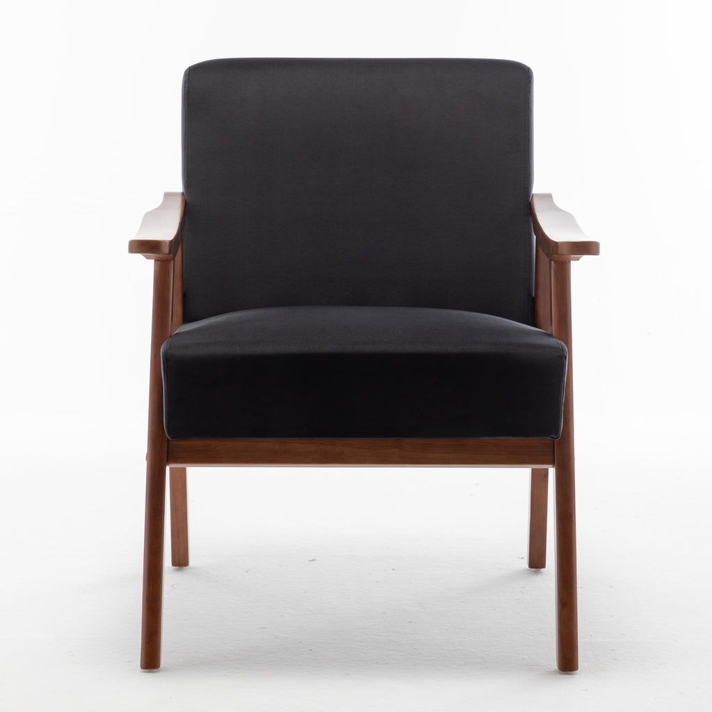 Mid-Century Modern Wingback Accent Chair with Solid Wood Frame and Extra-Thick Backrest – Lounge Chair for Living Room, Bedroom, or Reading Room - Grand Goldman Shop
