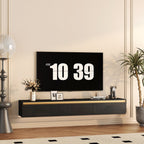 Floating TV Stand, Wall Mounted TV Shelf with Led Lights & Power OutletTV Cabinet for Black tv Stands for Living Room - Grand Goldman Shop