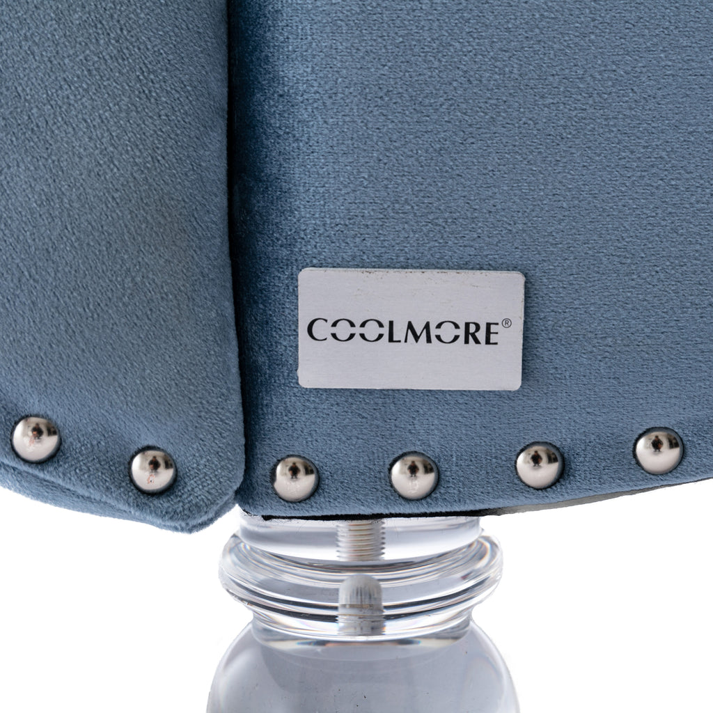 Velvet Chaise Lounge Chair with Pillow, Button-Tufted Upholstered, Light Blue, Solid Wood Frame, Acrylic Legs - Grand Goldman Shop