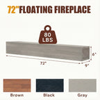 72' Rustic Wood Fireplace Mantel,Wall-Mounted & Floating Shelf for Home Decor - Grand Goldman Shop