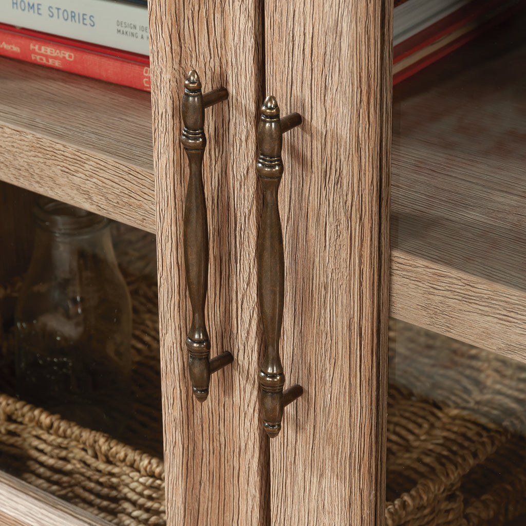 Library Base with 2 Glass Doors and Spacious Drawer, Brown finish | Premium Home Decor - Grand Goldman